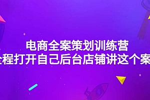 电商全案策划训练营:全程打开自己后台店铺讲这个案例(9节课时)