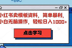 小红书卖模板资料,简单暴利,小白无脑操作,轻松日入1000+【揭秘】
