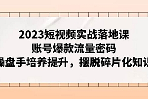 2023短视频实战落地课,账号爆款流量密码,操盘手培养提升,摆脱碎片化知识