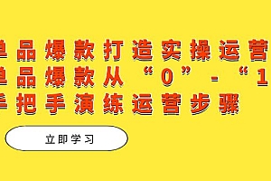 单品爆款打造实操运营,单品爆款从“0”-“1”手把手演练运营步骤