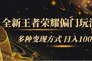 全新王者荣耀偏门玩法,多种变现方式 一天1000+小白闭眼入(附1000G教材)