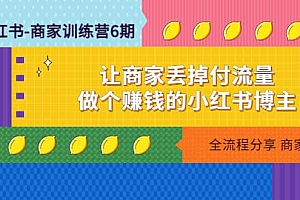 小红书-商家训练营12期:让商家丢掉付流量