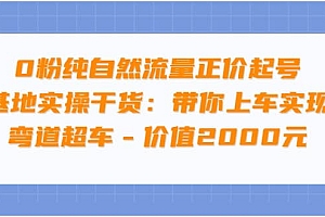 0粉纯自然流量正价起号基地实操干货:带你上车实现弯道超车 – 价值2000元