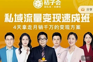 桔子会·私域流量变现速成班,4天拿走月销千万的变现方案 价值12800元