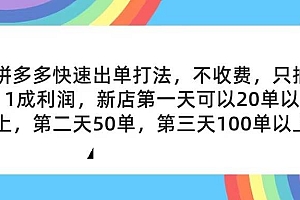 拼多多2天起店,只合作不卖课不收费,上架产品无偿对接,只需要你回…