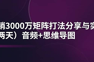 某线下培训:月销3000万矩阵打法分享与实操(两天)音频+思维导图