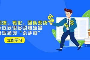 教你打造引流、转化、团队系统,让你收获很多引爆流量、翻倍业绩的“杀手锏”