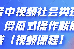 抖音中视频社会类玩法,傻瓜式操作就能赚钱【视频课程】