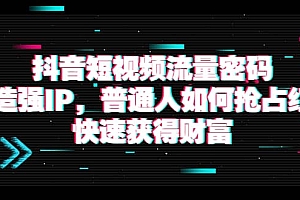 抖音短视频流量密码:打造强IP,普通人如何抢占红利,快速获得财富