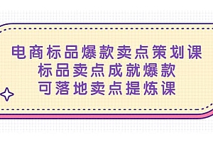 电商标品爆款卖点策划课,标品卖点成就爆款,可落地卖点提炼课