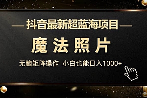 抖音最新超蓝海项目,魔法照片,无脑矩阵操作,小白也能日入1000+
