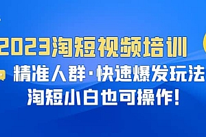 2023淘短视频培训:精准人群·快速爆发玩法,淘短小白也可操作