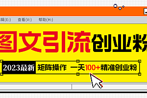 2023最新图文引流创业粉教程,矩阵操作,日引100+精准创业粉