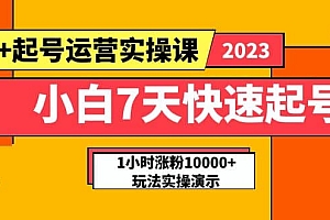 小白7天快速起号:dou+起号运营实操课,实战1小时涨粉10000+玩法演示