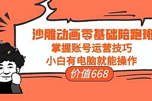 沙雕动画零基础陪跑班,掌握账号运营技巧,小白有电脑就能操作(价值668)