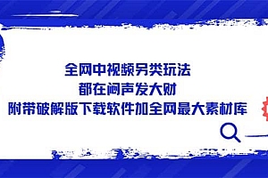 全网中视频另类玩法,都在闷声发大财,附带下载软件加全网最大素材库