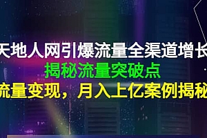 天地人网引爆流量全渠道增长:揭秘流量突然破点,流量变现
