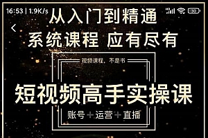 短视频高手实操课:账号+运营+直播,从入门到精通,系统课程,应有尽