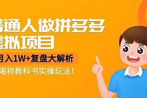 普通人做拼多多虚拟项目,复盘大解析,堪称教科书实操玩法