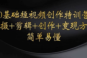 0基础短视频创作特训营:拍摄+剪辑+创作+变现方法