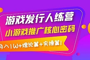 游戏发行人训练营:小游戏推广核心密码,理论篇+实操篇