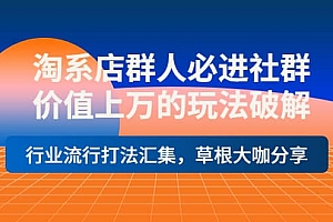 淘系店群人必进社群,价值上万的玩法破解,行业流行打法汇集,草根大咖分享