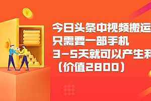 今日头条中视频搬运项目,只需要一部手机3-5天就可以产生利润(价值2800)