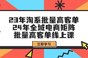 23年淘系批量高客单+24年全域电商矩阵,批量高客单线上课(109节课)