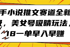 快手小说推文赛道全新升级,美女号吸睛玩法,18一单早入早赚
