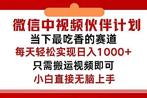 微信中视频伙伴计划,仅靠搬运就能轻松实现日入500+,关键操作还简单,…