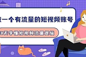 做一个 有流量的短视频账号,3天学懂短视频流量逻辑(10节课)