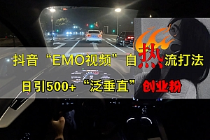 抖音EMO视频自热打法,日引500+创业粉“泛垂直”