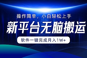 新平台无脑搬运月入1W+软件一键完成,简单无脑小白也能轻松上手