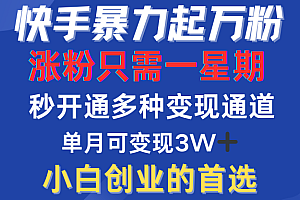 快手暴力起万粉,涨粉只需一星期!多种变现模式