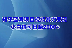 知乎蓝海项目视频暴力变现  小白也可日赚2000+