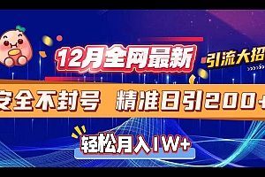 12月全网最新引流大招 安全不封号 日引精准粉200+