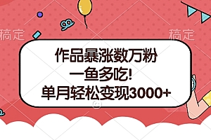 单条视频暴涨数万粉–多平台通吃项目!单月轻松变现3000+