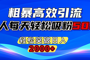 粗暴高效引流,单人每天轻松吸粉500+,轻松突破日入2000+