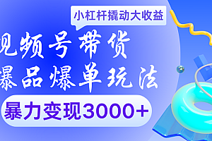 视频号带货爆品爆单玩法小杠杆撬动大收益暴力变现3000+