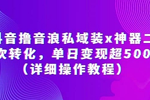 抖音撸音浪私域装x神器二次转化,单日变现超500(详细操作教程)