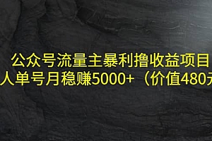 公众号流量主暴利撸收益项目,单人单号月稳赚5000+(价值480元)