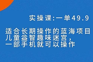 一单49.9长期蓝海项目,儿童益智趣味迷宫,一部