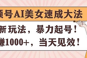 视频号AI美女速成大法,暴力起号,日赚1000+,当天见效