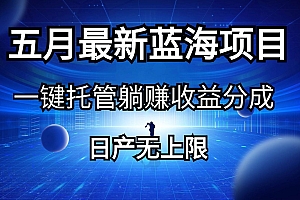 五月刚出最新蓝海项目一键托管 躺赚收益分成 日产无上限
