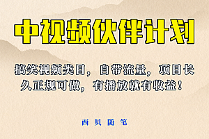 中视频伙伴计划玩法!长久正规稳定,有播放就有收益!搞笑类目自带流量
