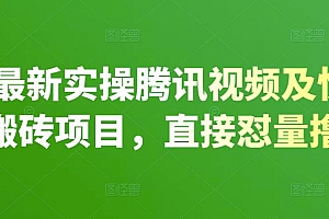 2022最新实操腾讯视频及快看点无脑搬砖项目,直接怼量撸收益