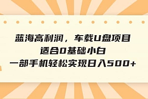 蓝海高利润,车载U盘项目,适合0基础小白,一部手机轻松实现日入500+
