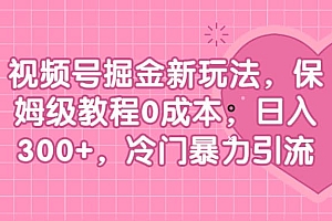 视频号掘金新玩法,保姆级教程0成本,日入300+,冷门暴力引流