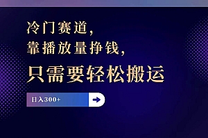 冷门赛道,靠播放量挣钱,只需要轻松搬运,日赚300+