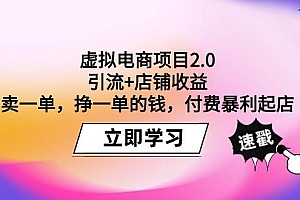 虚拟电商项目2.0:引流+店铺收益  卖一单,挣一单的钱,付费暴利起店